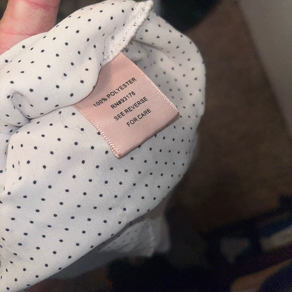 White Shear Button Down Black Polka Dot Blouse by Philosophy, Sz S, Gently LOVED - Picture 6 of 6